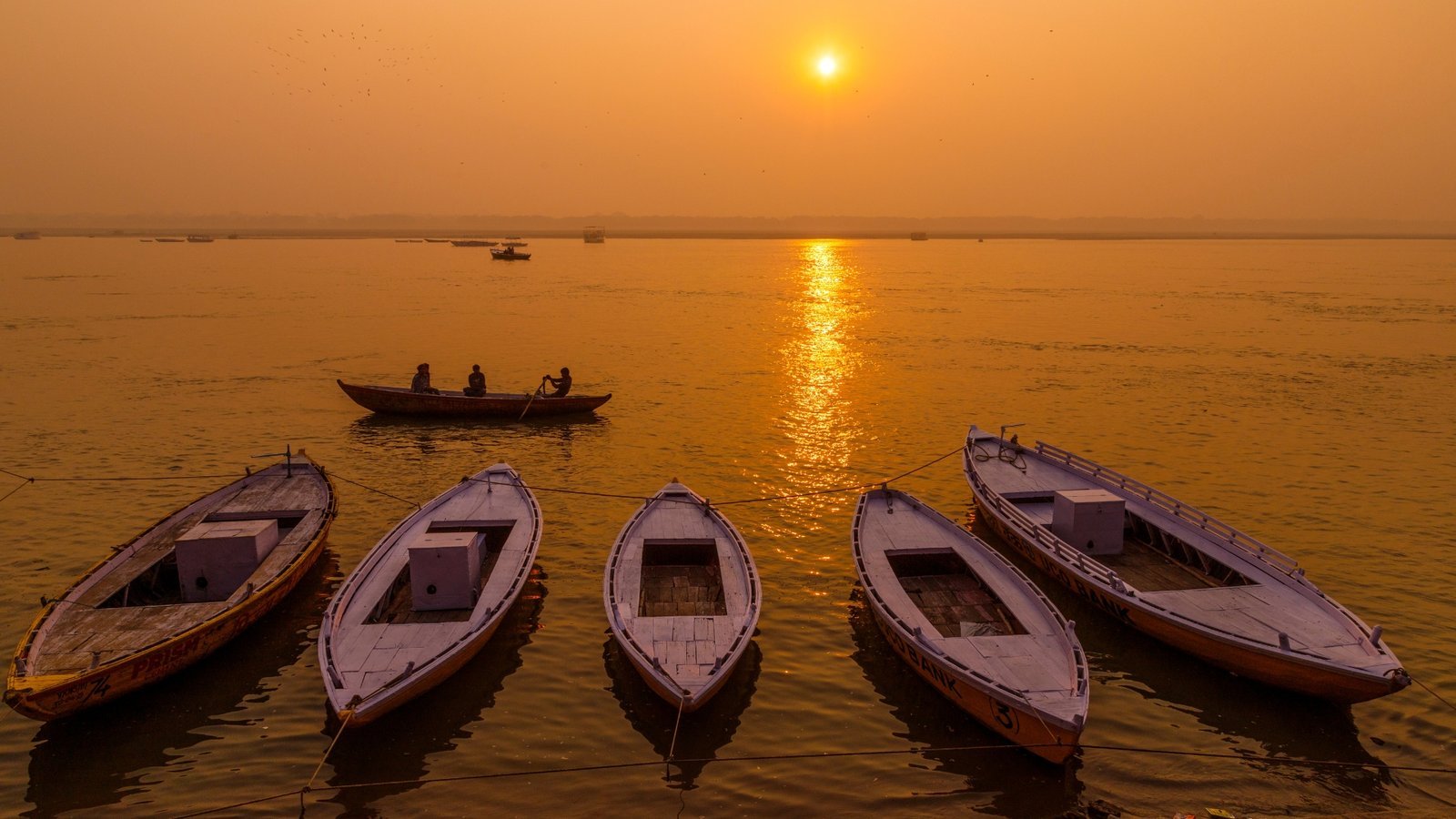 Boats on the Ganges in Varanasi