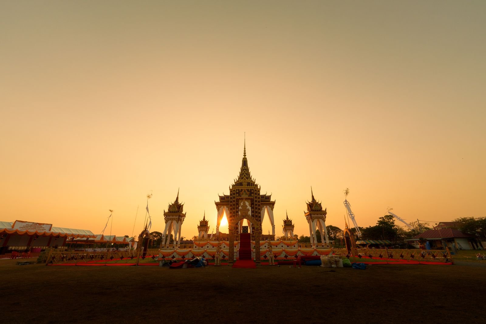 Temple at sunset in Battambang, Cambodia