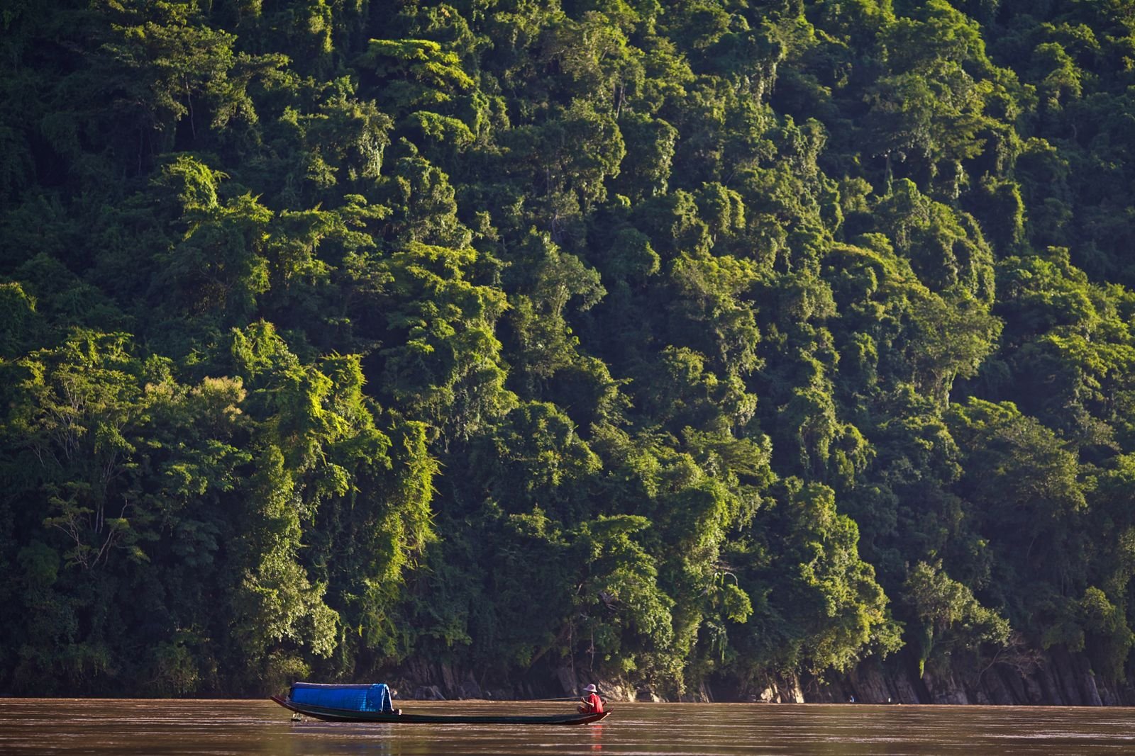 Boat on the Mekong River in Luang Prabang, Laos