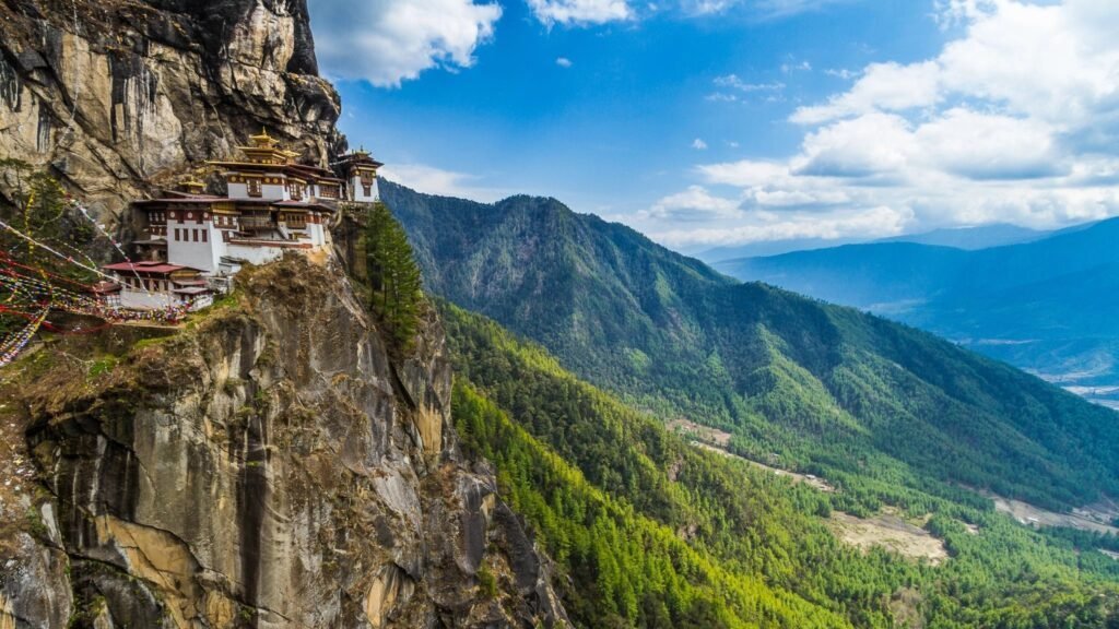 Tiger’s Nest monastery above a mountain valley in Bhutan
