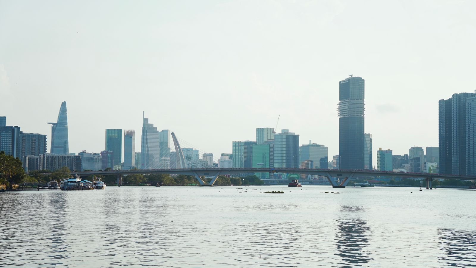 Ho Chi Minh City skyline over the river in Vietnam